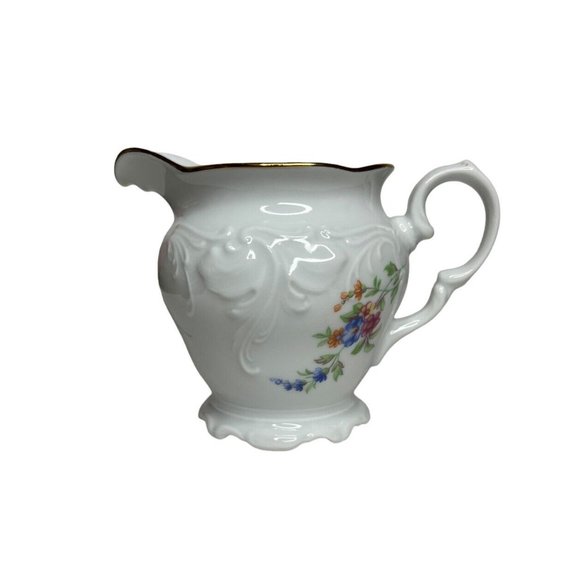 Wawel‎ White Floral Creamer Replacement Poland Scalloped 3" Gold Gilded Trim - Picture 1 of 7